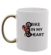 Чашка з кольоровою ручкою Bike in my heart Золото Чашка з кольоровою ручкою Bike in my heart Золото фото