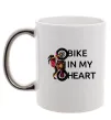 Чашка з кольоровою ручкою Bike in my heart Срібло Чашка з кольоровою ручкою Bike in my heart Срібло фото