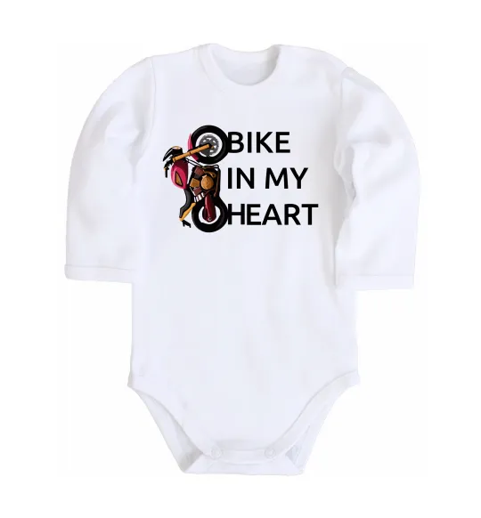 Дитячий бодік Bike in my heart Білий фото