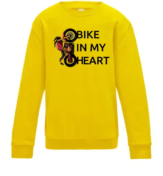 Детский Свитшот Bike in my heart Солнечно желтый фото