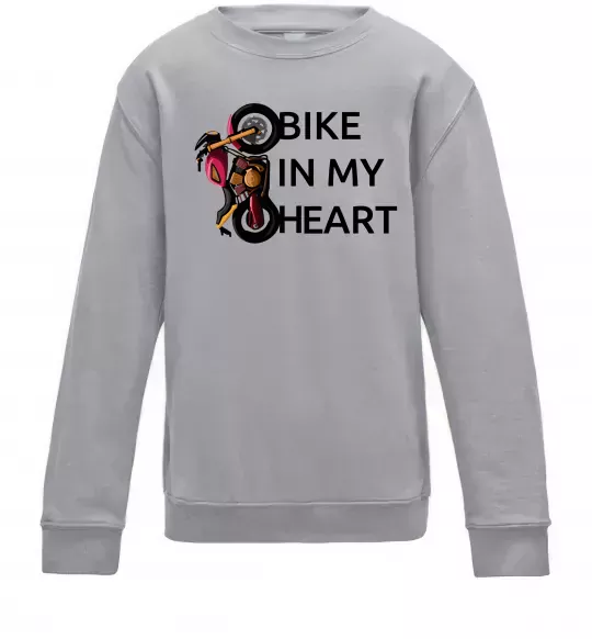 Детский Свитшот Bike in my heart Серый меланж фото