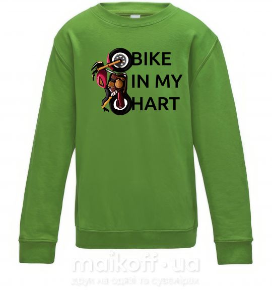 Детский Свитшот Bike in my heart Лаймовый фото