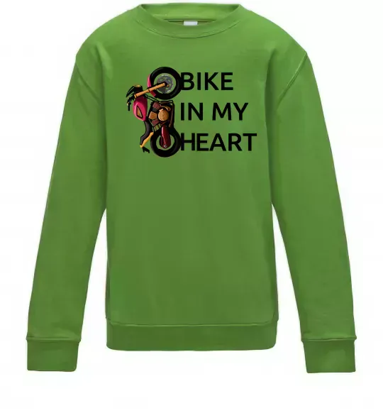 Детский Свитшот Bike in my heart Лаймовый фото