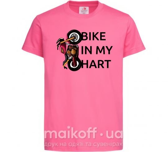 Дитяча футболка Bike in my heart Яскраво-рожевий фото