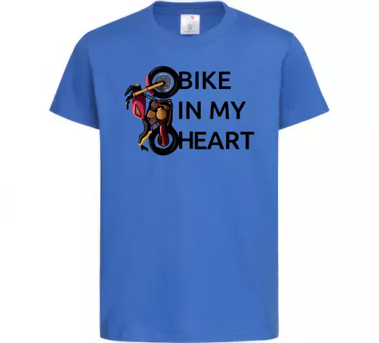 Дитяча футболка Bike in my heart Яскраво-синій фото