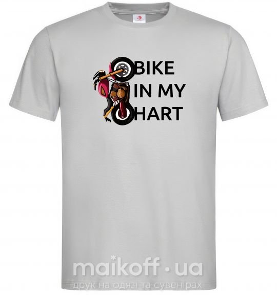 Мужская футболка Bike in my heart Серый фото