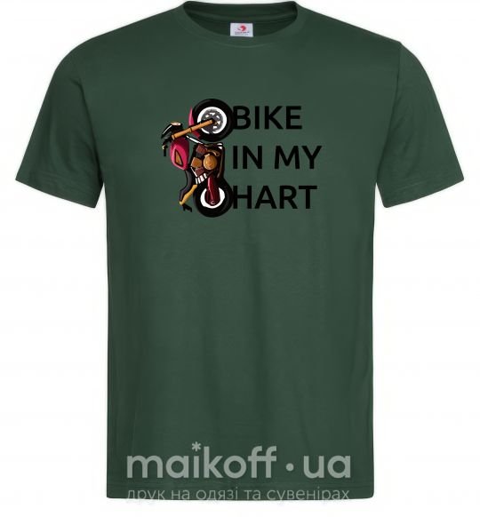 Мужская футболка Bike in my heart Темно-зеленый фото