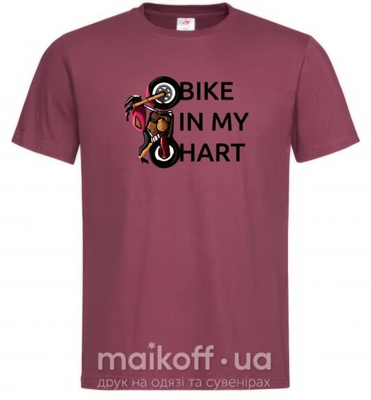 Мужская футболка Bike in my heart Бордовый фото
