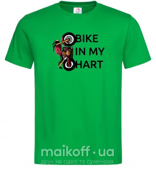 Мужская футболка Bike in my heart Зеленый фото