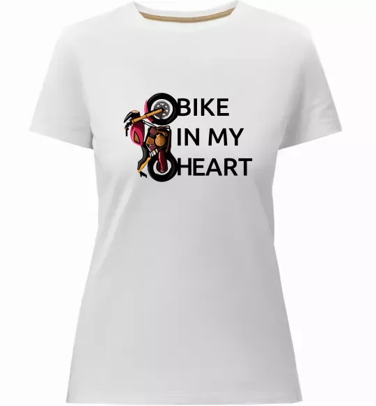 Женская премиум футболка Bike in my heart Белый фото