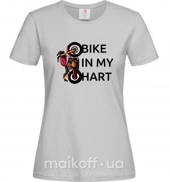 Жіноча футболка Bike in my heart Сірий фото