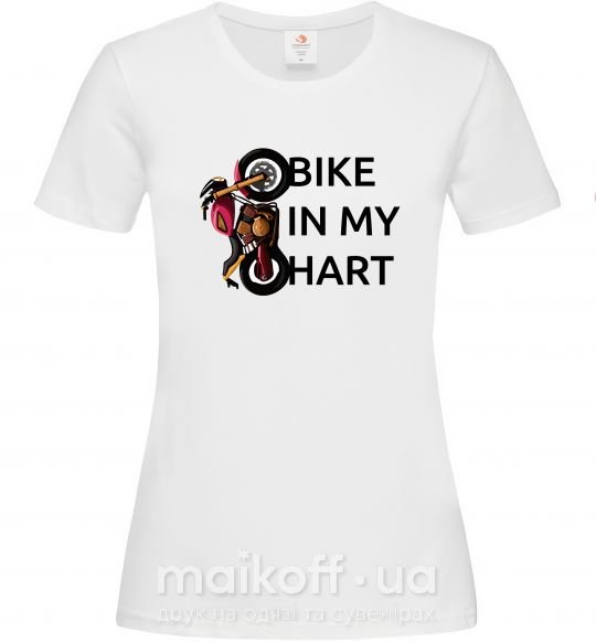 Женская футболка Bike in my heart Белый фото