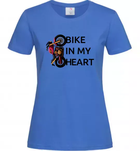 Жіноча футболка Bike in my heart Яскраво-синій фото