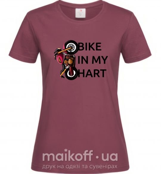 Женская футболка Bike in my heart Бордовый фото