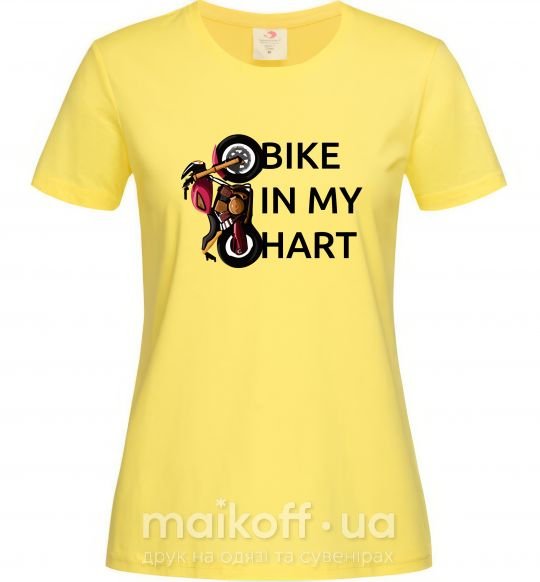 Женская футболка Bike in my heart Лимонный фото