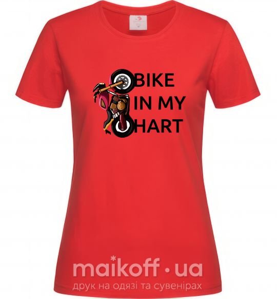 Женская футболка Bike in my heart Красный фото