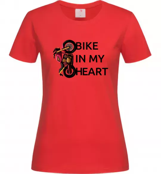 Жіноча футболка Bike in my heart Червоний фото