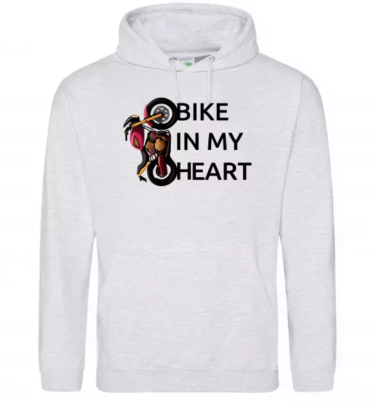 Чоловіча толстовка (худі) Bike in my heart Сірий меланж фото