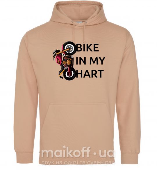 Мужская толстовка (худи) Bike in my heart Песочный фото