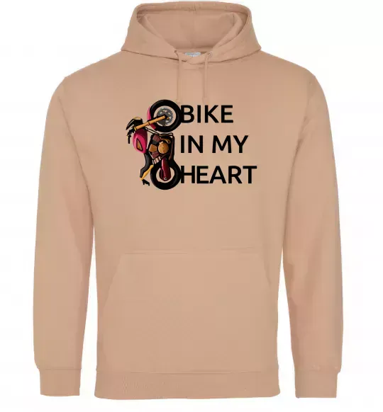 Чоловіча толстовка (худі) Bike in my heart Пісочний фото