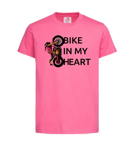Детская футболка Bike in my heart Ярко-розовый фото