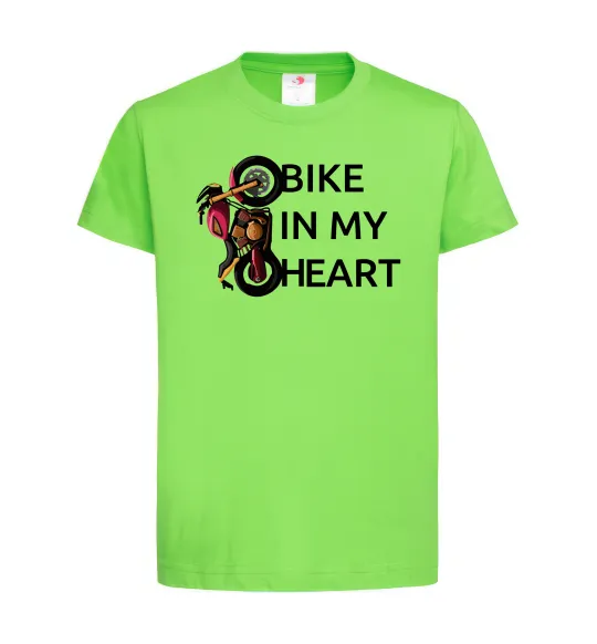 Детская футболка Bike in my heart Лаймовый фото