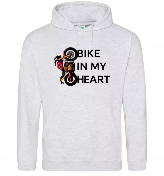 Жіноча толстовка (худі) Bike in my heart Сірий меланж фото