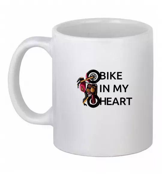 Чашка керамічна Bike in my heart Білий фото