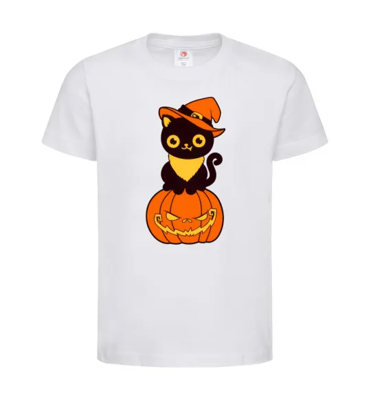 Детская футболка halloween cat, 3-4 роки Белый фото