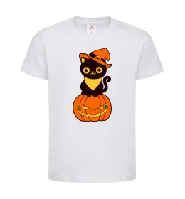 Детская футболка halloween cat, 3-4 роки Белый фото