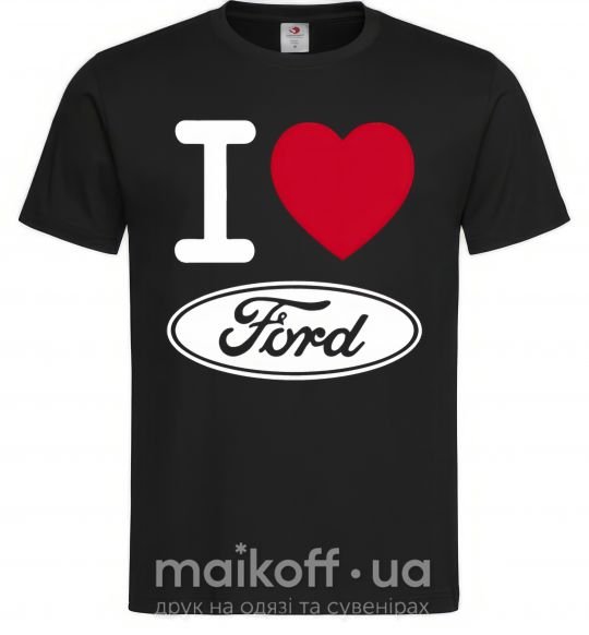 Мужская футболка I Love Ford, M Черный фото