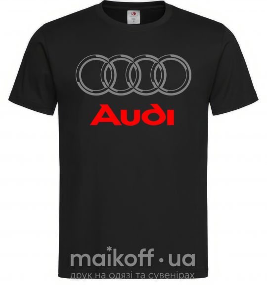 Чоловіча футболка Audi logo gray, L Чорний фото