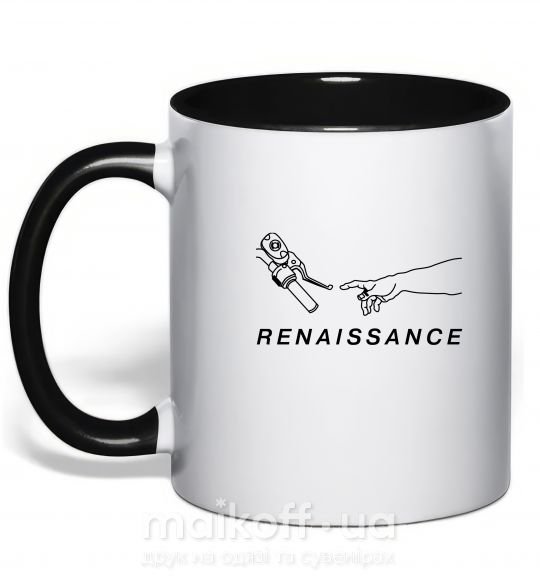 Чашка з кольоровою ручкою RENAISSANCE Чорний фото