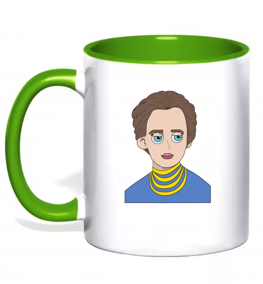 Чашка с цветной ручкой Леся Українка Зеленый фото