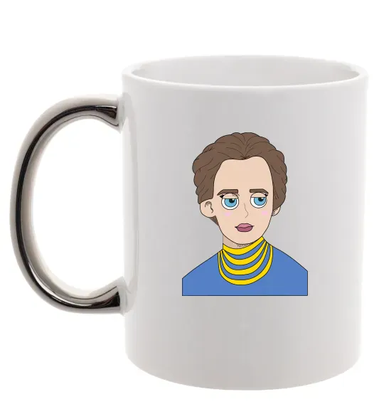 Чашка с цветной ручкой Леся Українка Серебро фото