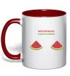 Чашка с цветной ручкой Херсонські кавунчики Красный фото