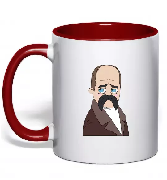 Чашка з кольоровою ручкою Тарас Шевченко Червоний фото