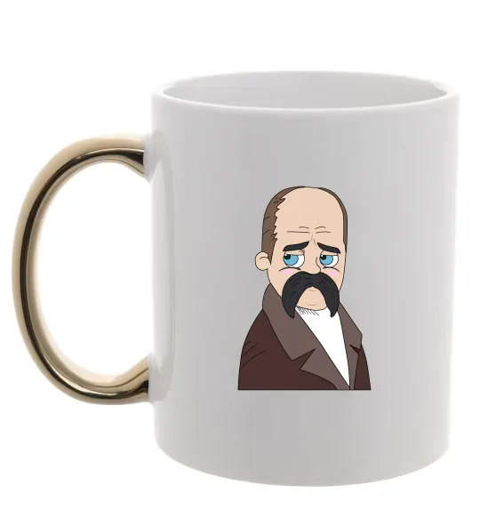 Чашка з кольоровою ручкою Тарас Шевченко Золото фото