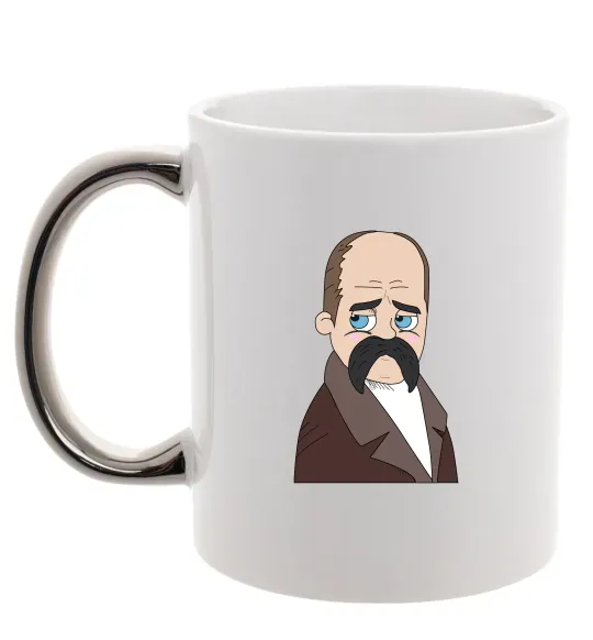 Чашка з кольоровою ручкою Тарас Шевченко Срібло фото