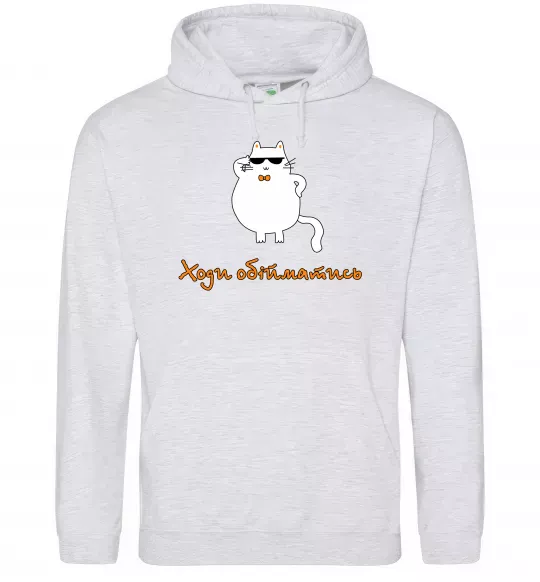 Жіноча толстовка (худі) Ходи обійматись_Кіт Сірий меланж фото