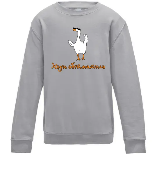 Детский Свитшот Ходи обійму Гусь Серый меланж фото
