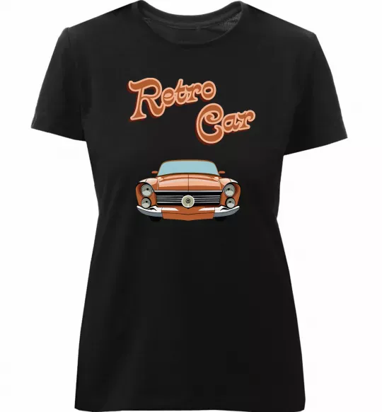 Женская премиум футболка Retro Car Черный фото
