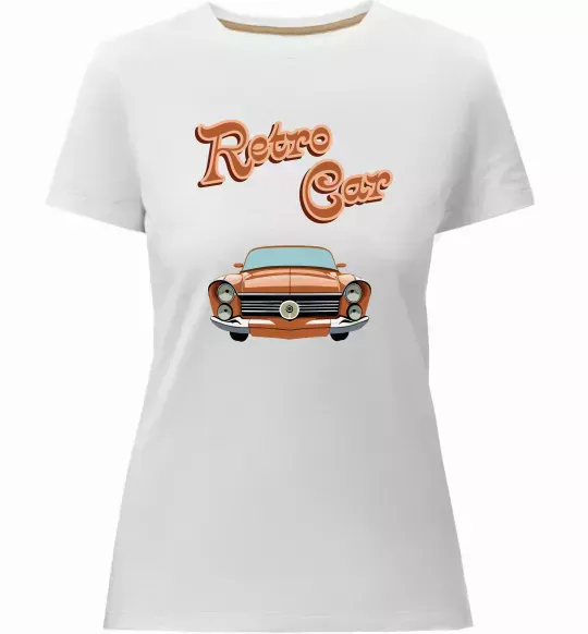Женская премиум футболка Retro Car Белый фото