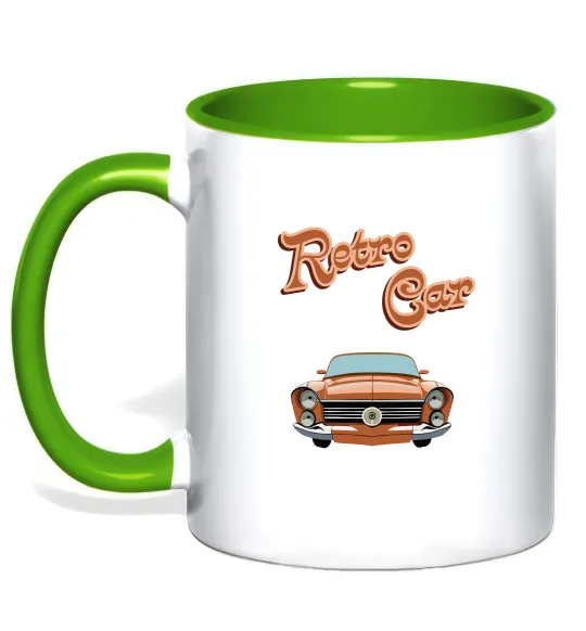 Чашка с цветной ручкой Retro Car Лаймовый фото