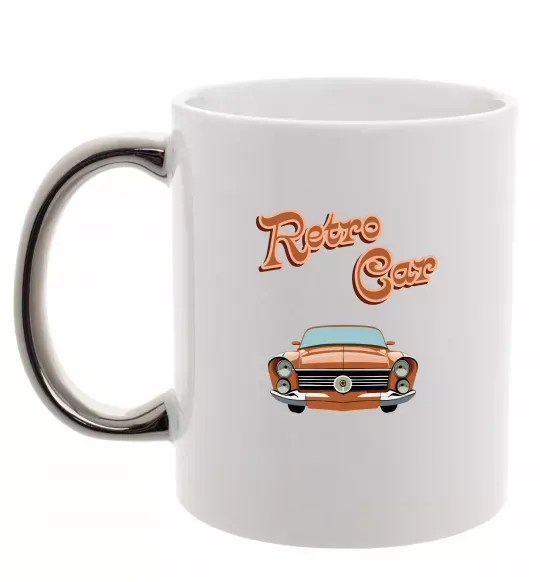 Чашка з кольоровою ручкою Retro Car Срібло фото