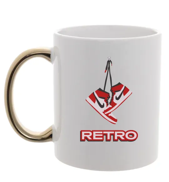 Чашка с цветной ручкой RETRO Золото фото