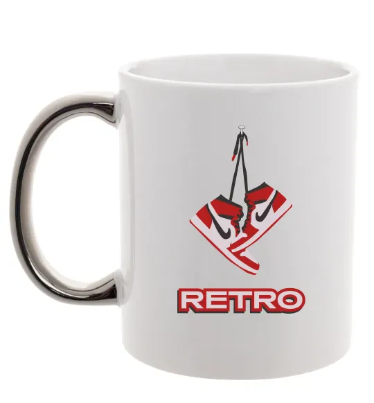 Чашка с цветной ручкой RETRO Серебро фото