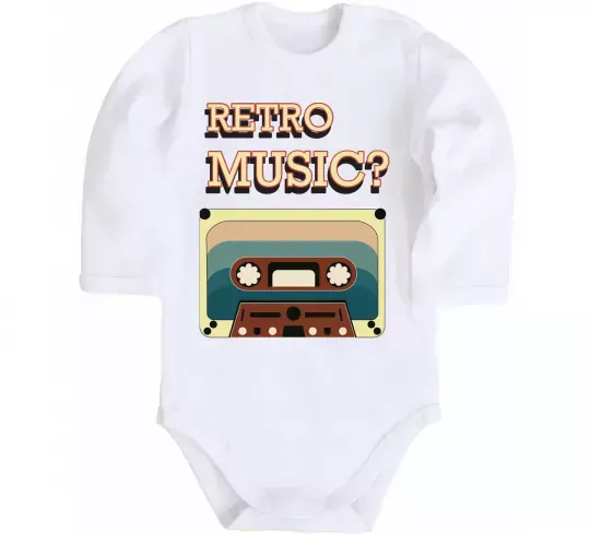 Детский боди Retro Music Белый фото