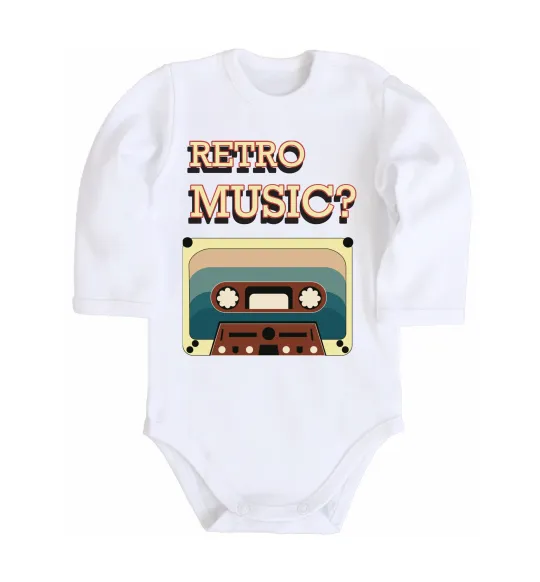 Дитячий бодік Retro Music Білий фото