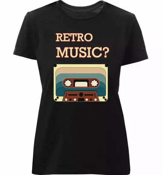 Жіноча преміум футболка Retro Music Чорний фото